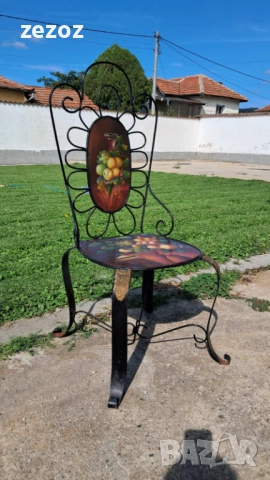 Стол винтидж- метал и дърво, снимка 3 - Столове - 51720346
