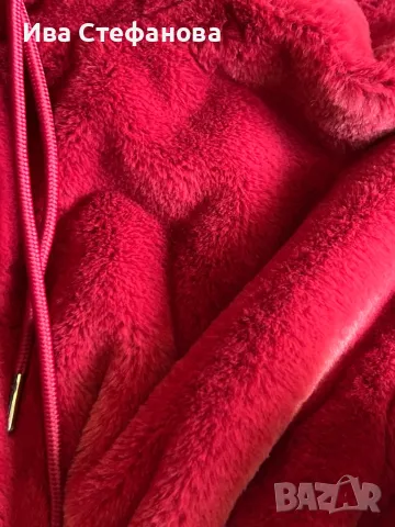 Мек нов гушкав топъл суичър бордо цвят с качулка еко косъм имитира заешка кожа , снимка 5 - Суичъри - 47762348