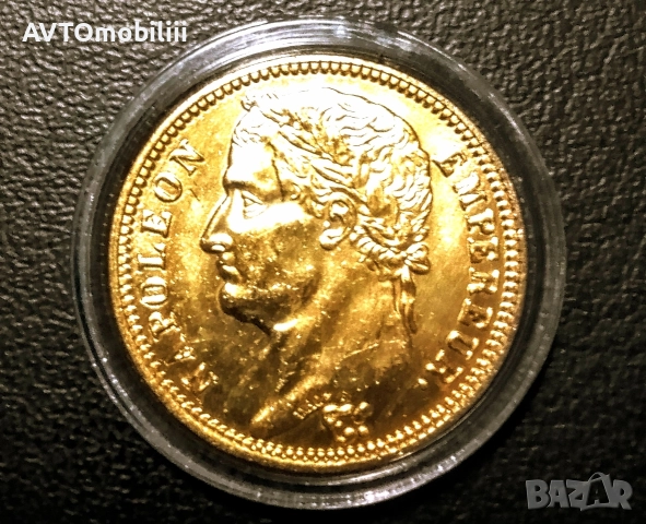 Позлатена монета 40 Франка 1809 г Наполеон , снимка 3 - Нумизматика и бонистика - 52665272
