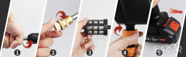 Мощна акумулаторна водоструйка за миене на автомобили дом и градина 30 бара 300w, снимка 8 - Други инструменти - 43730970