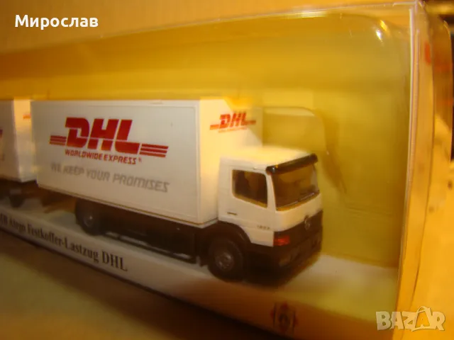 WIKING H0 1/87 MERCEDES BENZ ATEGO DHL КАМИОН МОДЕЛ ТИР ИГРАЧКА, снимка 3 - Колекции - 48165372