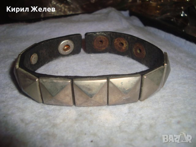 СТАРА РОКЕРСКА КОЖЕНА ХЕВИ МЕТЪЛ СТИЛ ГРИВНА с МЕТАЛНИ ПЛОЧКИ 29097