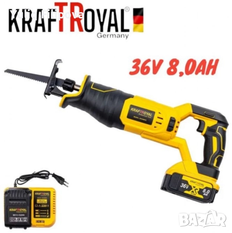 Акомулаторен саблен трион 36V с 2 батерии и зарядно - Резачка за дърва, снимка 2 - Други машини и части - 47753459