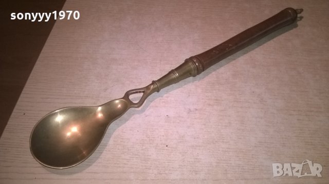 ГОЛЯМА РЕТРО ЛЪЖИЦА-МЕД/МЕСИНГ/ДЪРВО-ВНОС ФРАНЦИЯ, снимка 4 - Колекции - 27110999