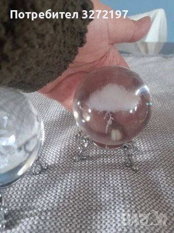 3D Прозрачен орнамент небесна светкавица в кристална топка 60 мм + стойка орнамент, снимка 3 - Статуетки - 43684361