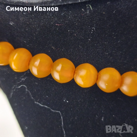Стар гердан колие бакелит фатуран кехлибарен цвят  #6178, снимка 6 - Антикварни и старинни предмети - 51531504