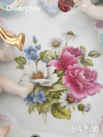 52см порцеланово пано за стена/музиканти-херувими/стара барокова италианска фигура-композиция, снимка 10 - Пана - 48395100