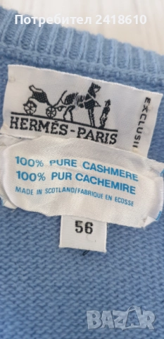 Hermes Paris 100% Cashmere Knit V - Neck Mens Size 56 - XL / 2XL ОРИГИНАЛ! Мъжки кашмирен Пуловер!, снимка 3 - Пуловери - 52257957