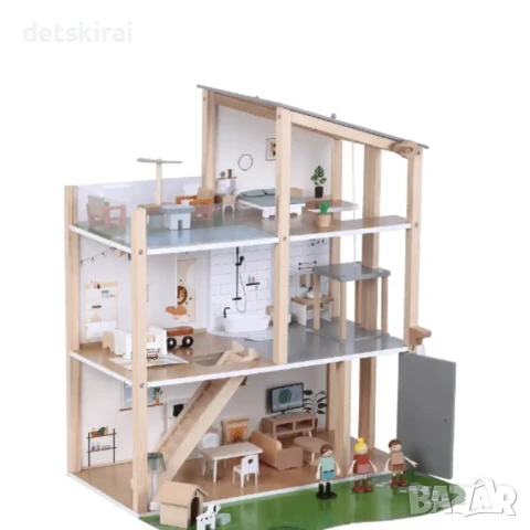 Огромна дървена къща за кукли PLAYLAND XXL