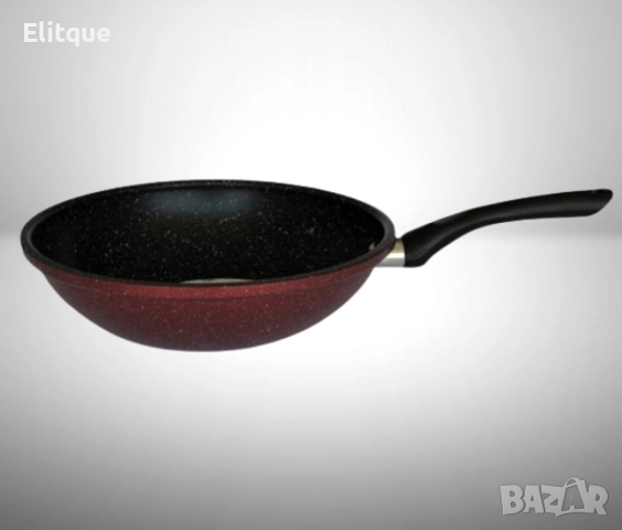 Тиган Уок Rosberg R51320G26, 26см., Мраморно покр., Индукция, Бордо меланж, снимка 3 - Съдове за готвене - 52889053