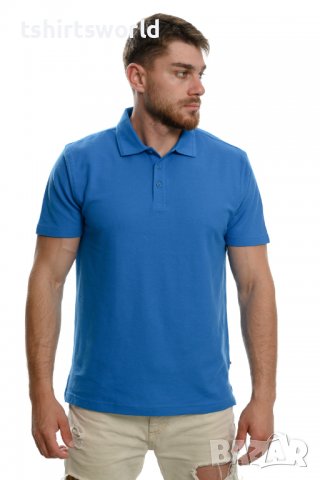 Нова синя мъжка блуза (тениска) тип Lacoste, с яка, снимка 7 - Блузи - 37662715