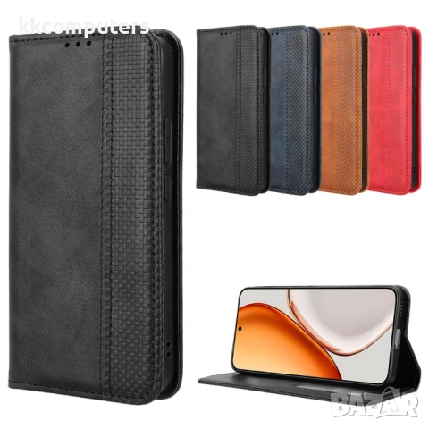 Калъф Портфейл за Honor Magic8 Lite 5G - Кожен с Ретро Дизайн, Мозаечна Граница, Стенд, Джобове за К, снимка 11 - Калъфи, кейсове - 53174989