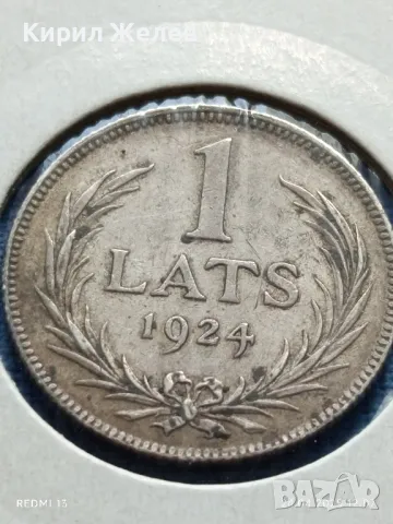 Сребърна монета 1 лат 1924г. Латвия Първа република за КОЛЕКЦИЯ 41258, снимка 5 - Нумизматика и бонистика - 50018712