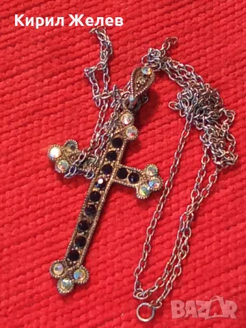 СТАР СРЕБЪРЕН КРЪСТ СРЕБРО 925 с ФАСЕТИРАНИ КРИСТАЛИ и СРЕБЪРНА ВЕРИЖКА с НУЖДА от ЗАКОПЧАЛКА 22266, снимка 16 - Антикварни и старинни предмети - 49913121
