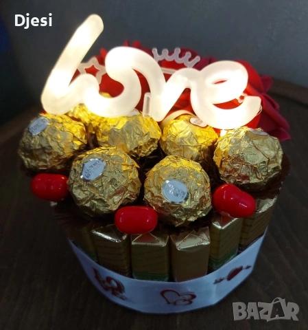 Подарък с бонбони и светещ надпис "Love", снимка 8 - Други - 53232203