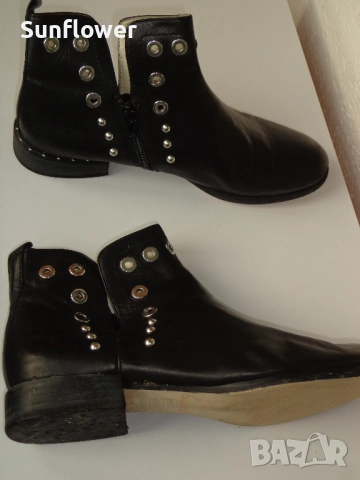 Черни кожени боти с капси Café Noir, размер 40 , снимка 7 - Дамски боти - 51722196