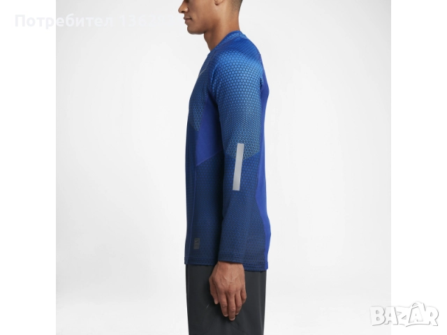 НОВА синя фланела блуза горнище екип NIKE PRO HYPERWARM размер L САЩ, снимка 4 - Спортни дрехи, екипи - 52919882
