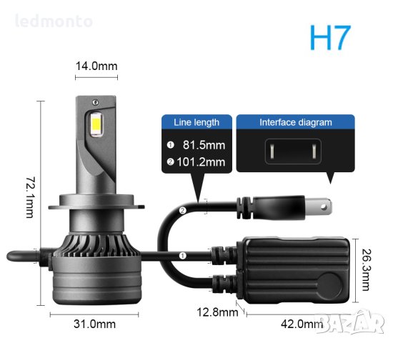 LED Крушки за Кола H4 H7 H1 50W, 6000K, CSP Чипове, снимка 8 - Аксесоари и консумативи - 43172032