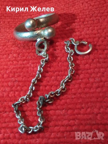 Сребърен пръстен дамски със синджирче - 11938, снимка 1 - Пръстени - 28910715