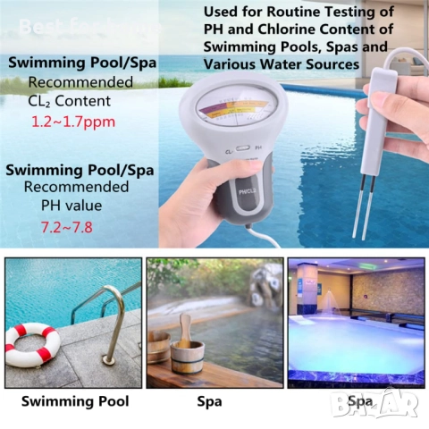 Цифров тестер за качеството на водата за басейн, спа център и др., снимка 4 - Други инструменти - 51901347