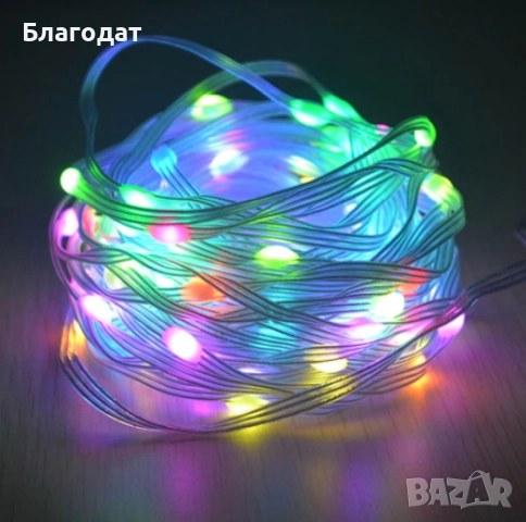 Коледни LED лампички с многоцветни, топъл и студен бял цвят