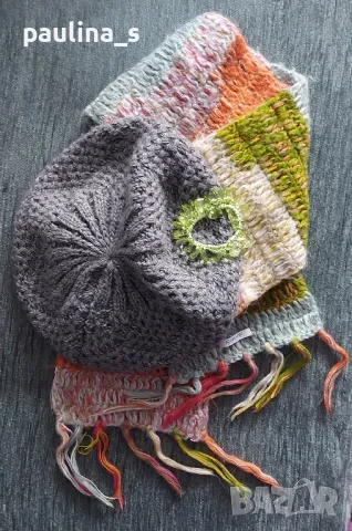 Два броя / Винтидж / Марков комплект от аксесоари - барета и шал , снимка 11 - Шапки - 44443640