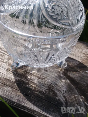 Кристална захарница или бонбониера Диаметър 11,5 см Височина 16 см , снимка 7 - Други - 47381656