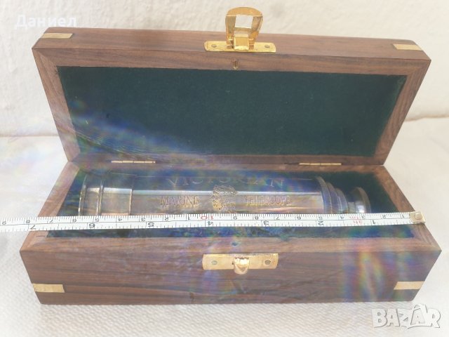 Далекоглед бронзов с античен дизайн в дървена кутия, снимка 8 - Подаръци за мъже - 43052007