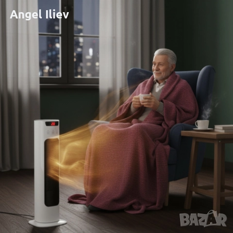 Вертикален керамичен отоплител с дистанционно и защита от прегряване, снимка 3 - Отоплителни печки - 52527206