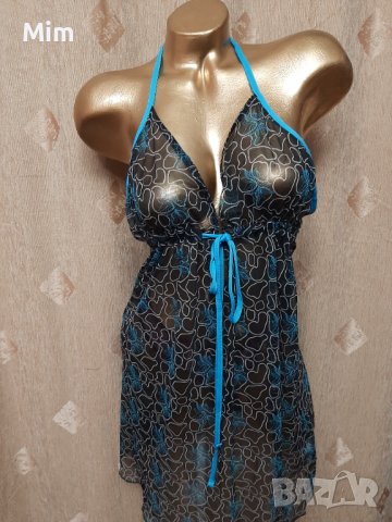 L 44/46 Черна прозрачна нощница , снимка 5 - Бельо - 39797008