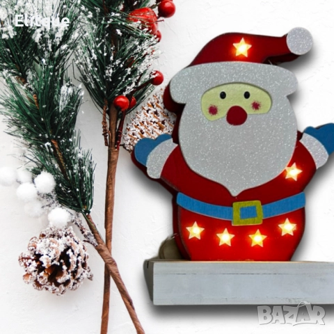 Светеща дървена фигурка във формата на Дядо Коледа, снимка 3 - Други стоки за дома - 52820157