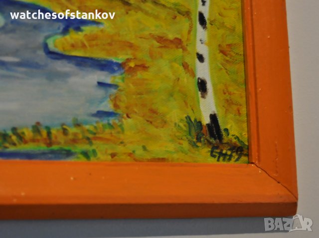 Стефан Ненов "Брези" масло върху платно 36/28 см, снимка 4 - Картини - 27124125