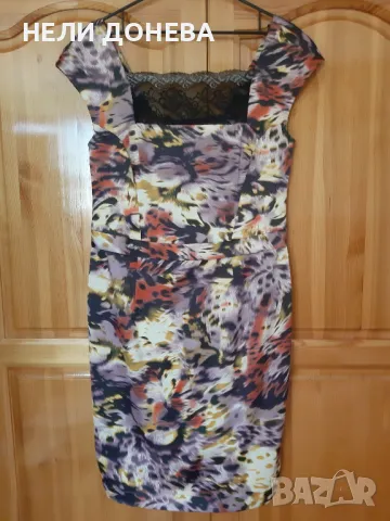 Красива Рокля на Rosi Fashion Цветна с Черна Дантела!НОВА с Етикет!№46, снимка 7 - Рокли - 50277455