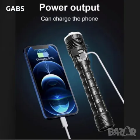 Мощен LED фенер JMK малък,USB зареждане с дисплей за заряда на батерията, снимка 9 - Екипировка - 49252068