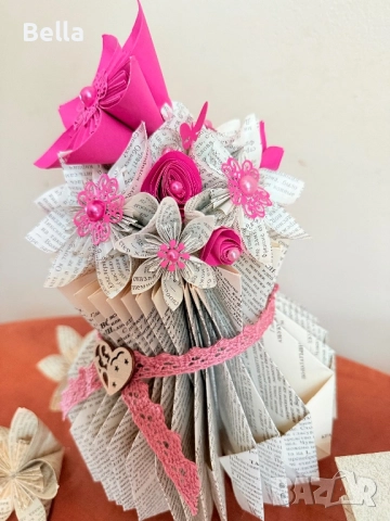 ваза с цветя, хартиено изкуство, снимка 5 - Вази - 52443232