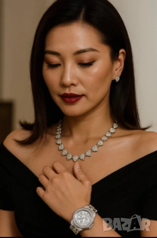 Луксозен комплек бижута,  часовник , гривна и колие, снимка 3 - Бижутерийни комплекти - 52056255