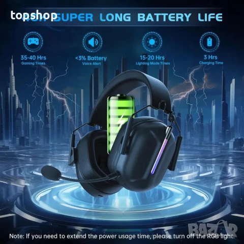 Безжични Геймърски слушалки Captain 500 за PS5, PS4, PC, Nintendo Switch, Mac, Computer, Черни, снимка 5 - Слушалки и портативни колонки - 50493493