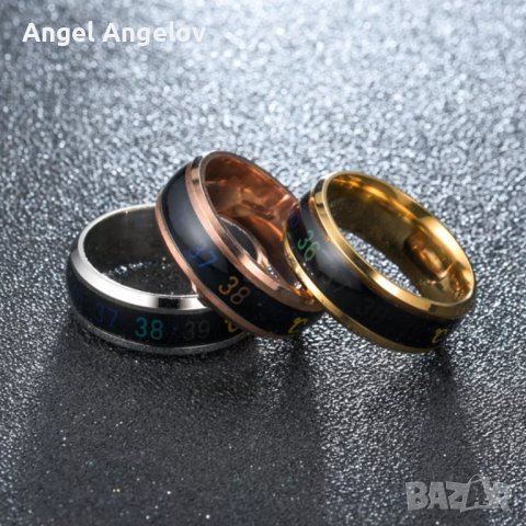 Моден интелигентен пръстен, многофункционален температурен пръстен от титанова стомана, цвят черен,, снимка 1 - Други - 39054327