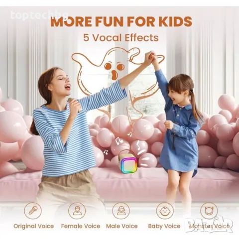 Караоке тонколона с безжичен микрофон K12 с RGB цветомузика, снимка 9 - Караоке - 48460349