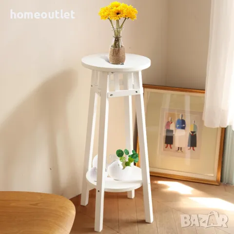 ПРОМОЦИЯ Стойка за цветя на 2 нива в бяло (к-кт от 2 бр) UNHO XJJ669, снимка 4 - Стайни растения - 49116069