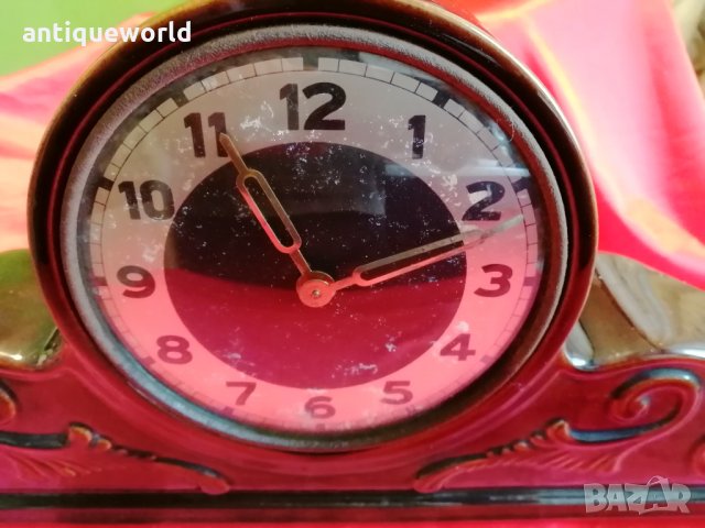 Стар Порцеланов Немски Механичен КАМИНЕН Часовник, снимка 3 - Антикварни и старинни предмети - 35271991