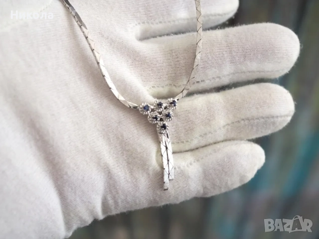 Винтидж сребърно колие с топази, снимка 3 - Колиета, медальони, синджири - 52348695