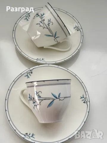 Два сета чашки с чинийки от английски костен порцелан, снимка 4 - Чаши - 49461091