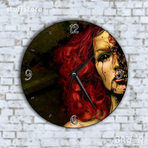 Стенен Часовник - Арт Червенокоса Жена Кръв, снимка 1 - Стенни часовници - 42974843