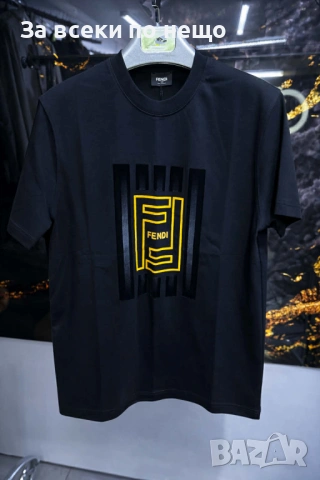 Fendi Мъжка Черна Тениска👕Мъжка Блуза С Къс Ръкав В Черен Цвят Фенди Код Модерно8