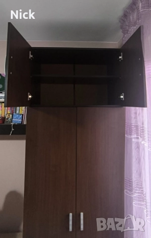 Двукрилен гардероб с надстройка, снимка 7 - Гардероби - 52148322