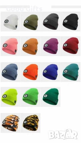 Унисекс LED шапка с вградена светлина – топла зимна плетена шапка за спорт, бягане, туризъм и къмпин, снимка 11 - Шапки - 51986477