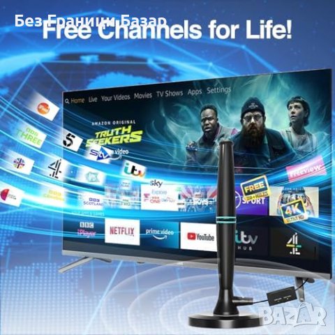 Нова 4K HDTV Вътрешна Антена 350+ мили Обхват, Усилвател, 5М Кабел, снимка 6 - Приемници и антени - 43266346