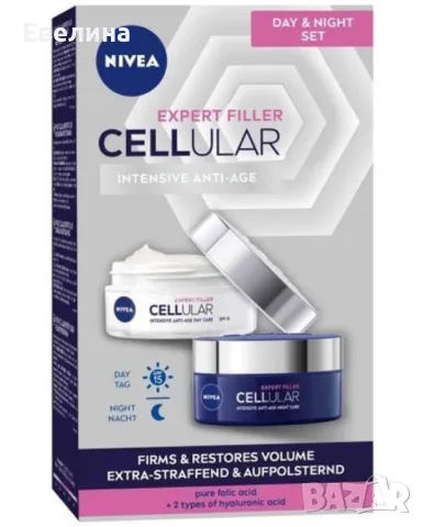 Комплект NIVEA CELLULAR EXPERT FILLER Дневен крем + Нощен крем против бръчки, снимка 1 - Козметика за лице - 48943176