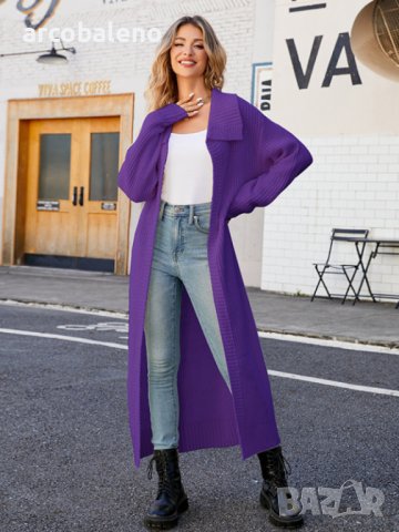 Нов стил дамска дълга плетена жилетка с ревери, 4цвята - 024, снимка 6 - Жилетки - 41975797